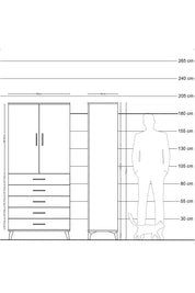Hyperion Dolap Tek Raflı 5 Çekmeceli Tek Askılı 88x44x195 Aytaşı-Çam
