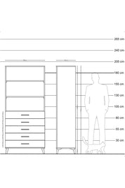Hyperion Dolap 3 Raflı 5 Çekmeceli 88x44x195 Çam-Aytaşı