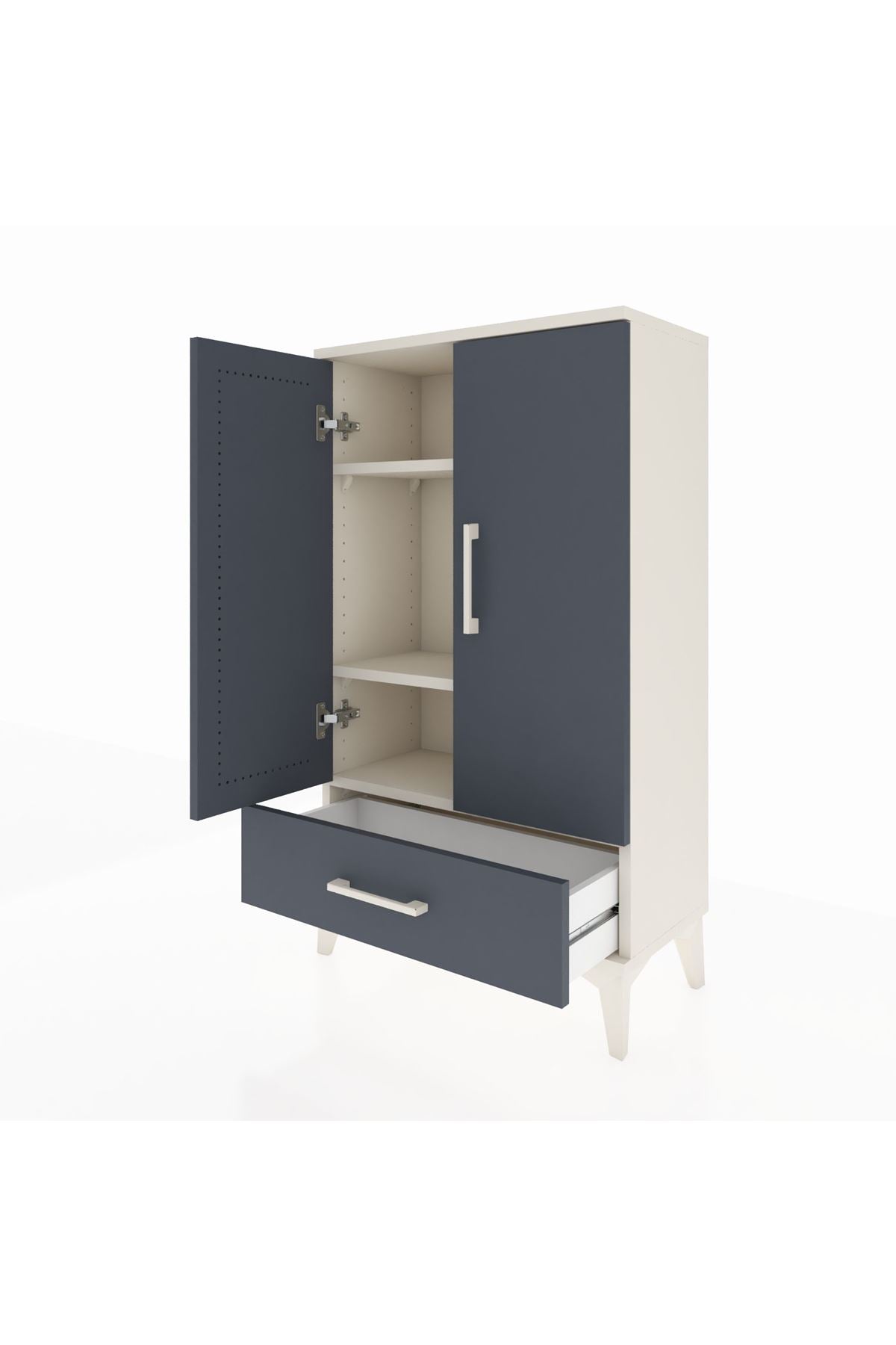 Arges Komodin 3 Raflı Tek Çekmeceli 2 Kapaklı 60x30x106 - S15M004V2A