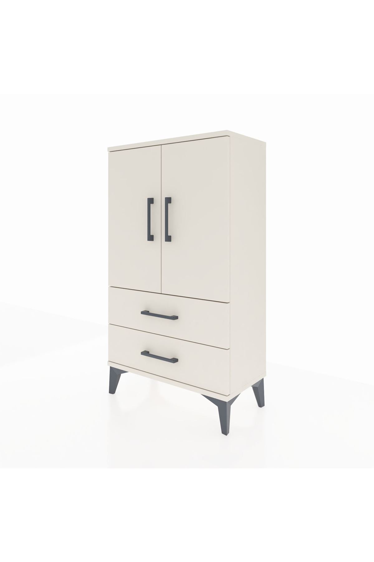 Arges Komodin 2 Raflı 2 Çekmeceli 2 Kapaklı 60x30x106 - S15M007V1A