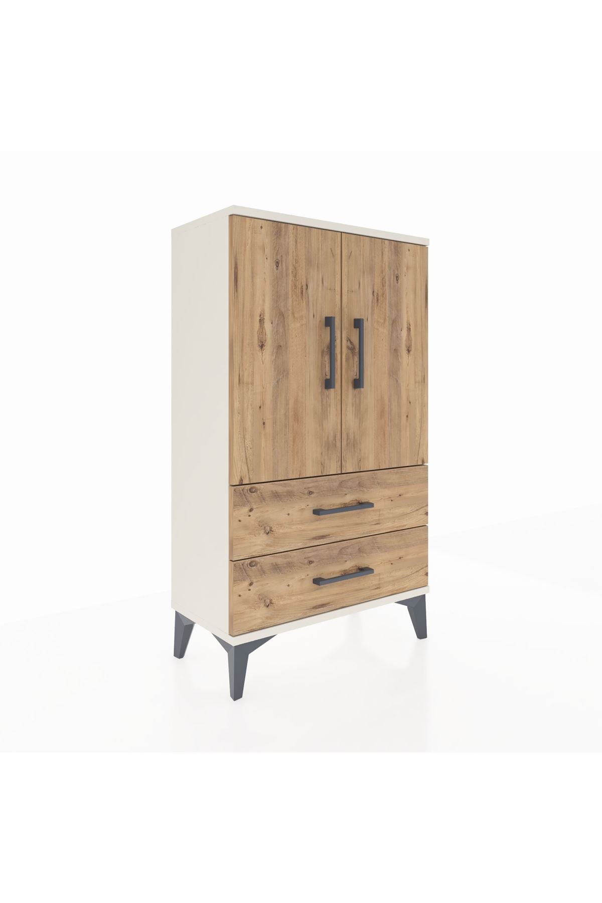 Arges Komodin 2 Raflı 2 Çekmeceli 2 Kapaklı 60x30x106 - S15M007V3A