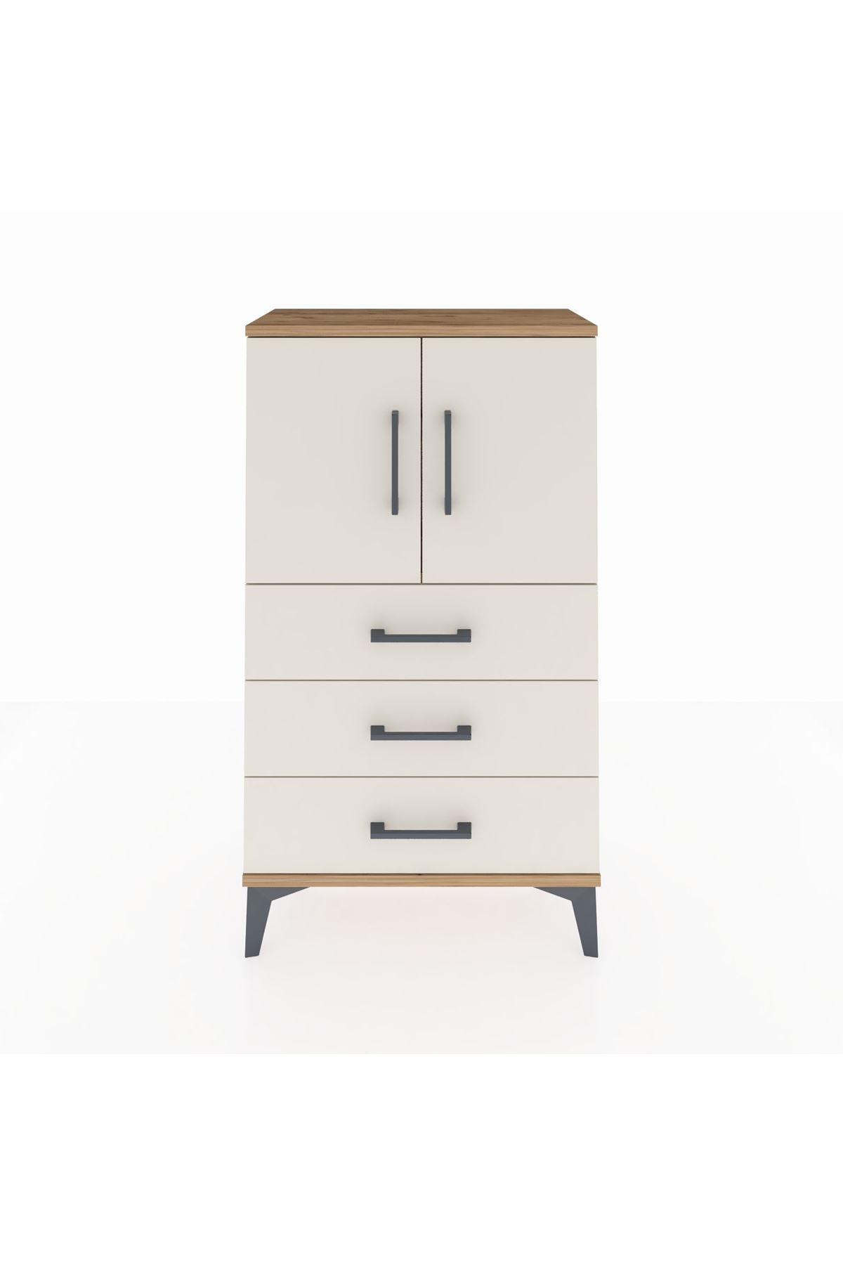 Arges Komodin 2 Raflı 3 Çekmeceli 2 Kapaklı 60x30x106 - S15M008V7A