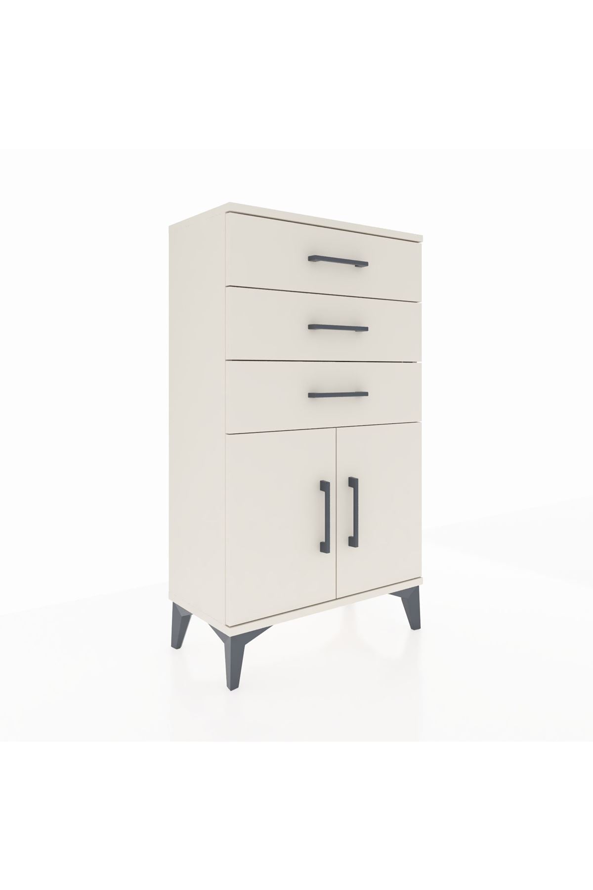Arges Komodin Tek Raflı 3 Çekmeceli 2 Kapaklı 60x30x106 - S15M009V1A