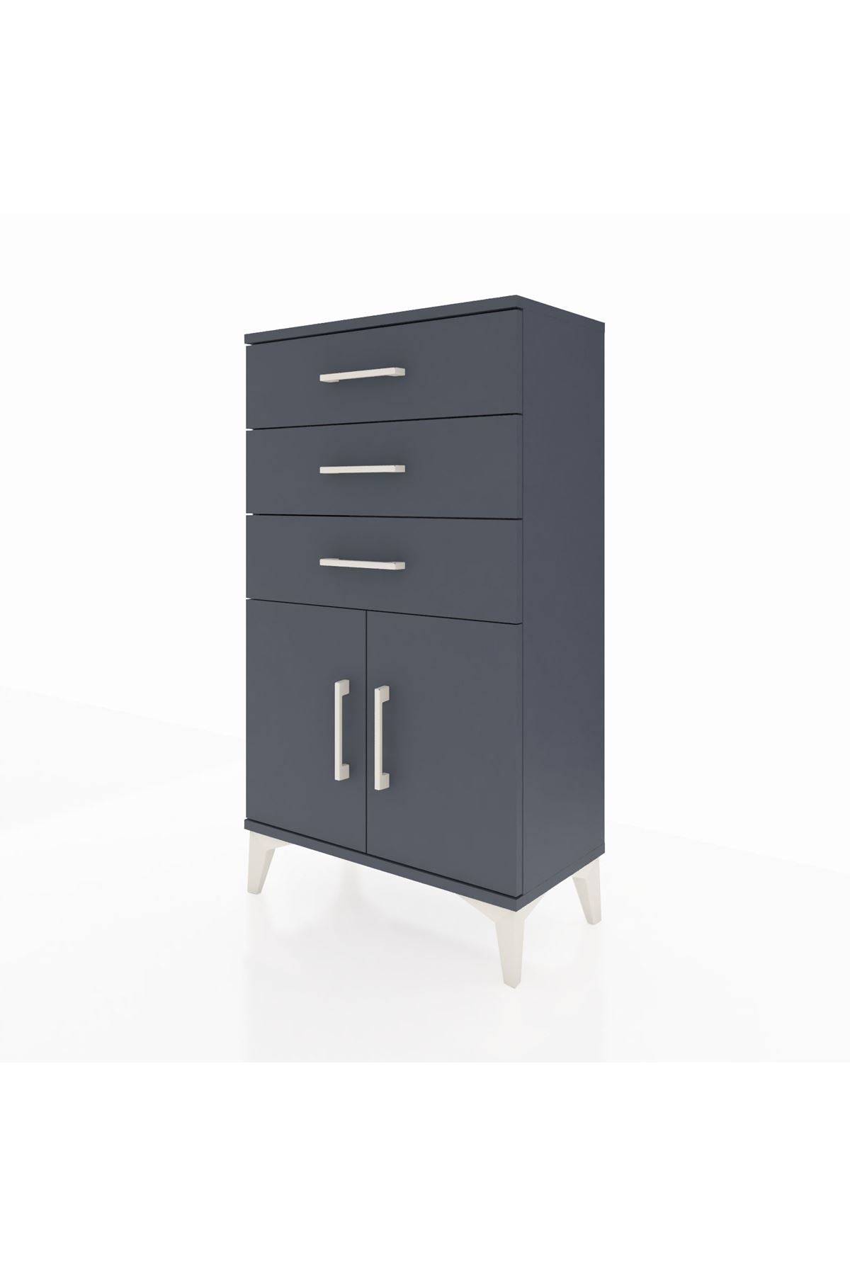 Arges Komodin Tek Raflı 3 Çekmeceli 2 Kapaklı 60x30x106 - S15M009V5A