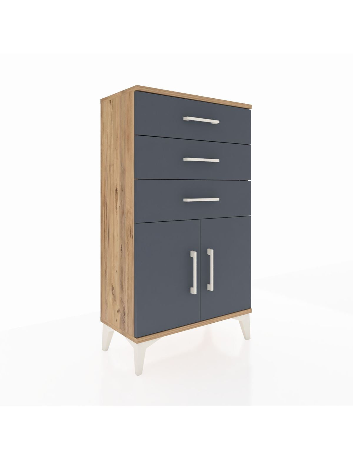 Arges Komodin Tek Raflı 3 Çekmeceli 2 Kapaklı 60x30x106 - S15M009V8A