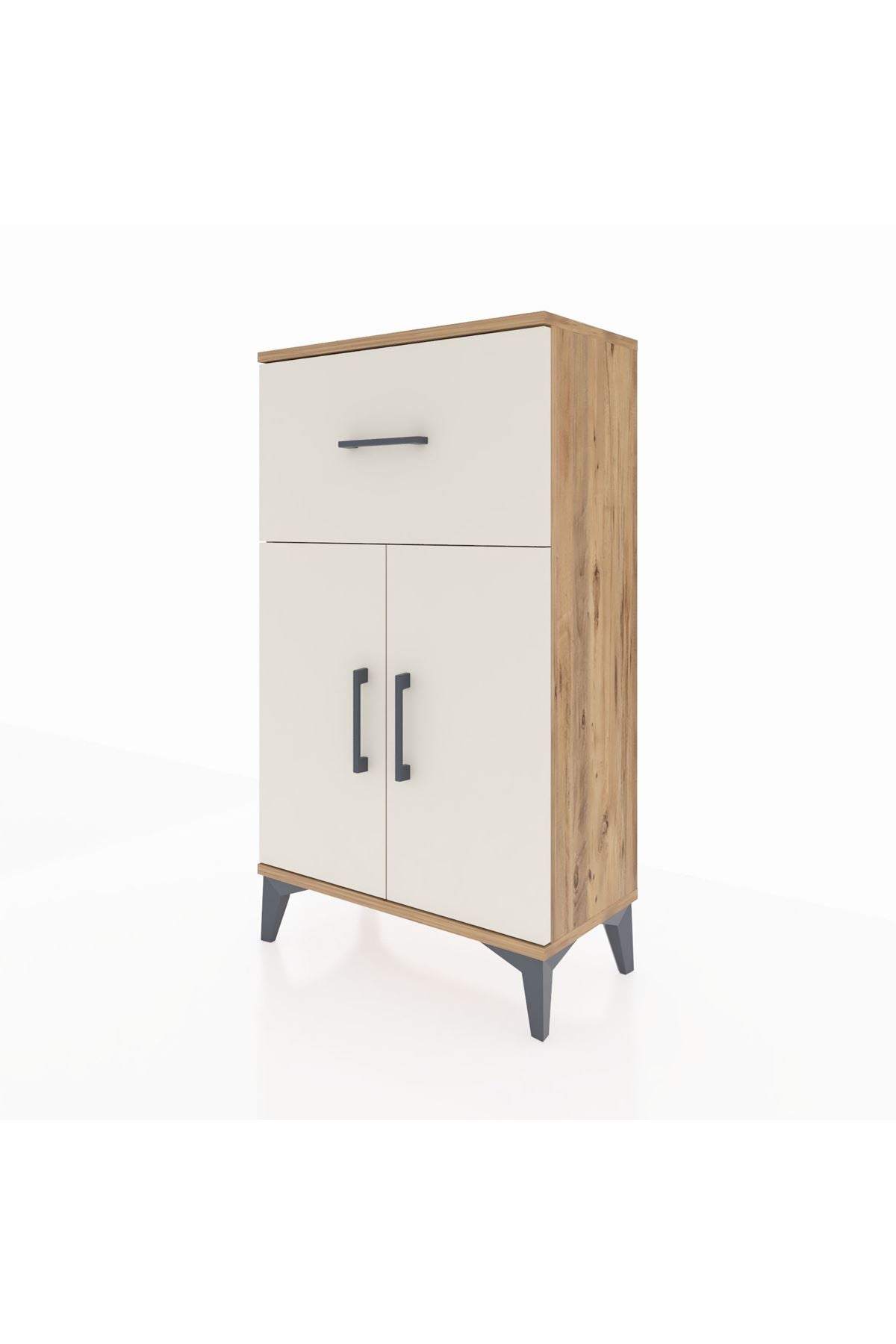 Arges Komodin Tek Raflı Tek Çekmeceli 2 Kapaklı 60x30x106 - S15M010V7A