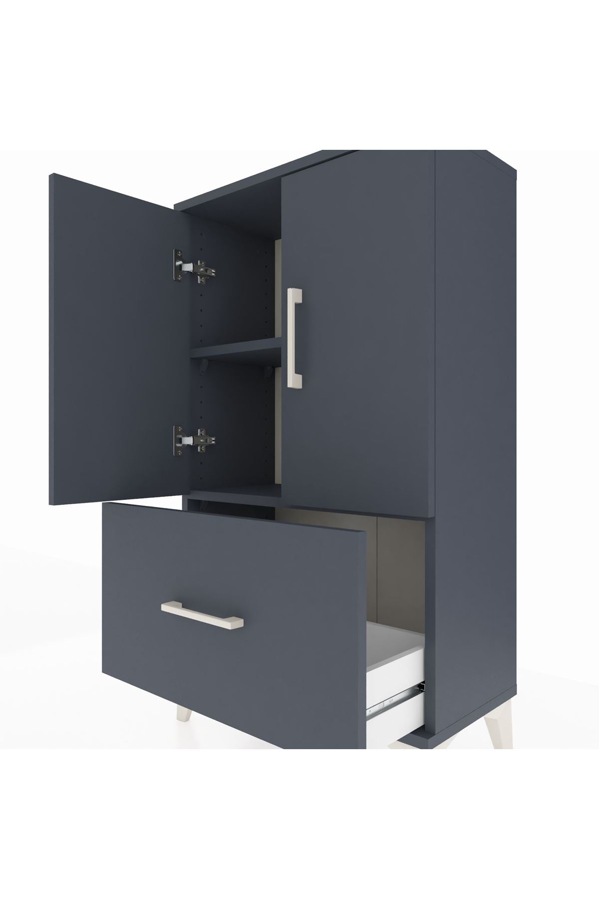 Arges Komodin 2 Raflı Tek Çekmeceli 2 Kapaklı 60x30x106 - S15M011V5A