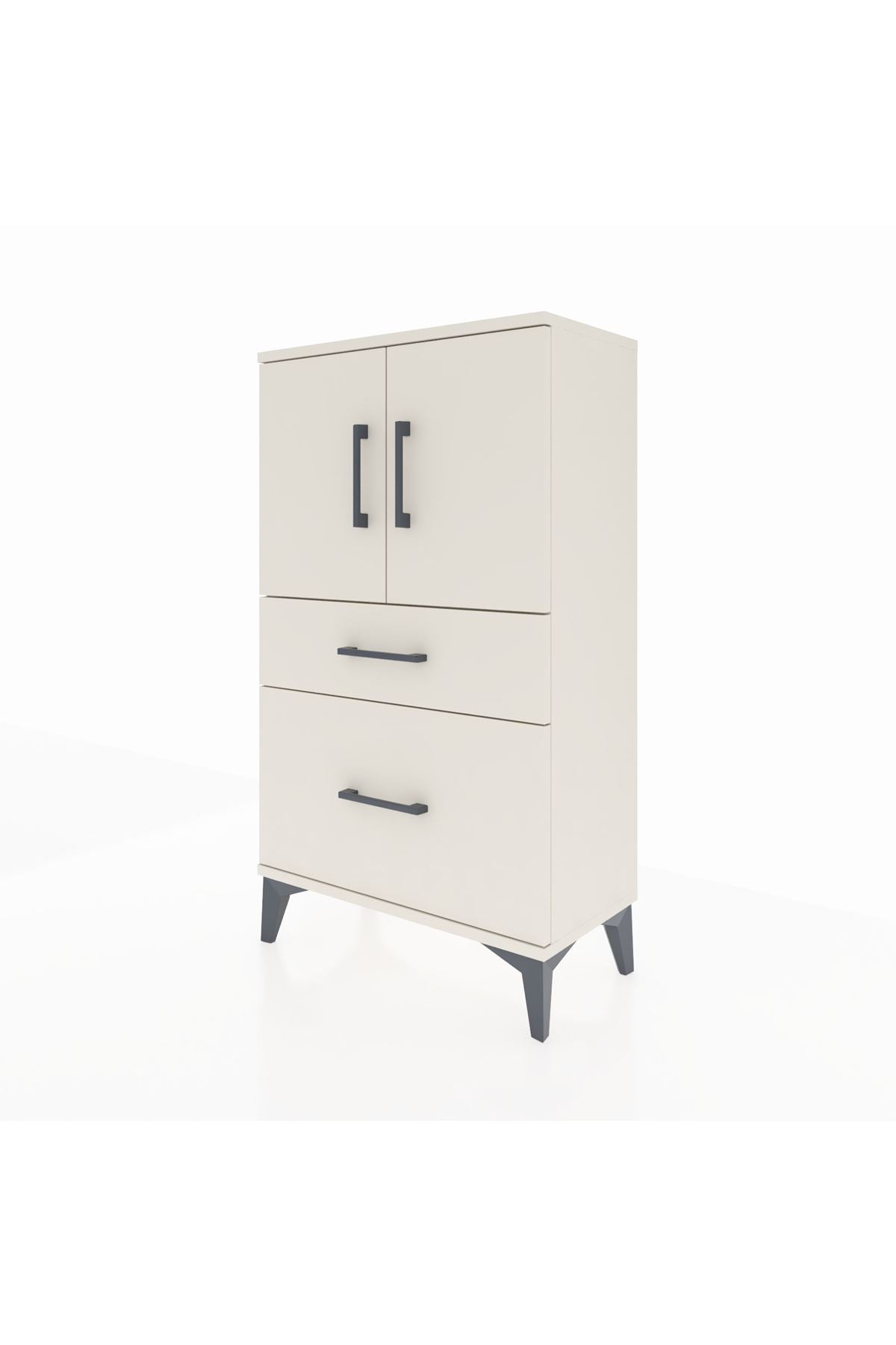 Arges Komodin 2 Raflı 2 Çekmeceli 2 Kapaklı 60x30x106 - S15M012V1A