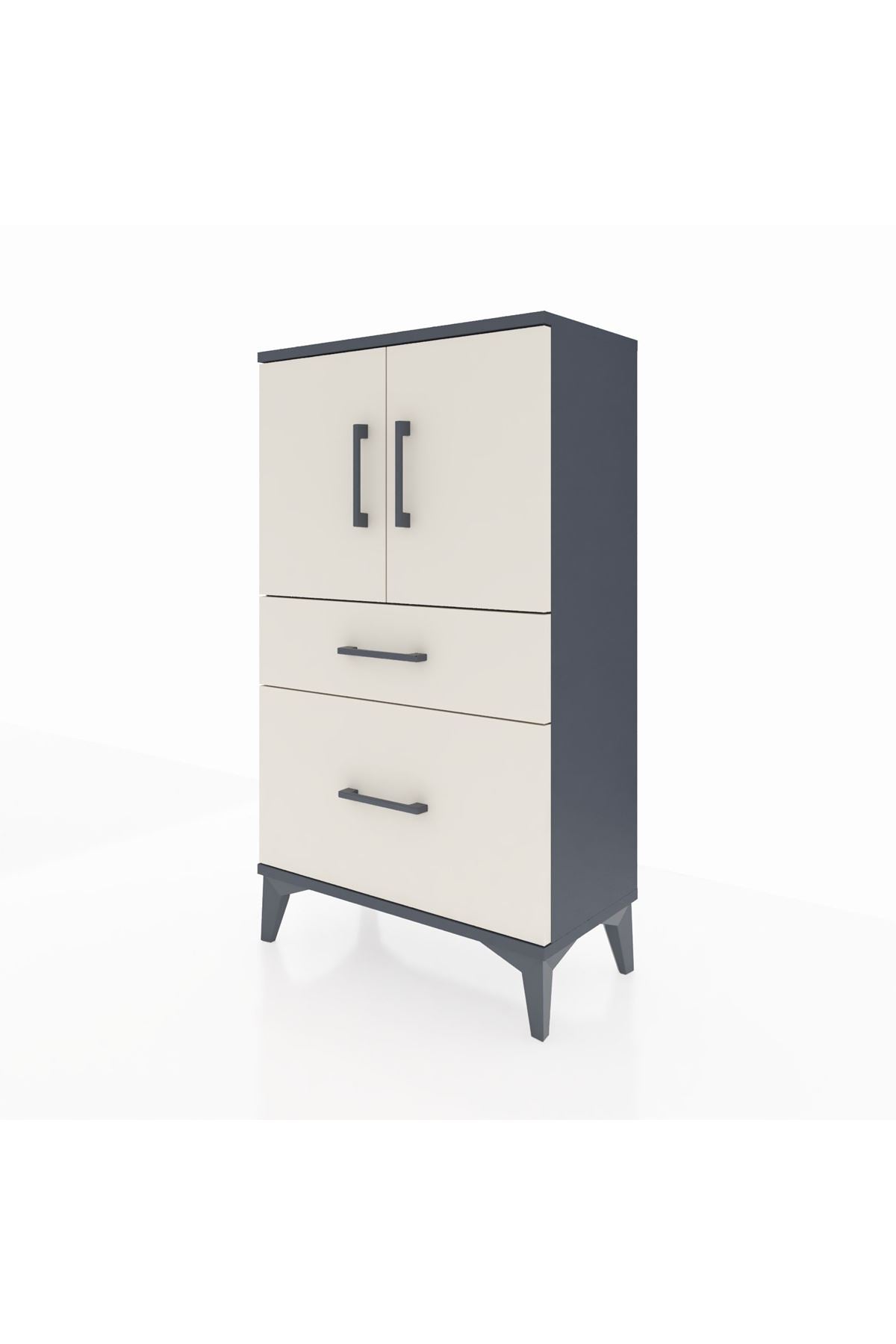Arges Komodin 2 Raflı 2 Çekmeceli 2 Kapaklı 60x30x106 - S15M012V4A