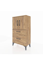 Arges Komodin 2 Raflı 2 Çekmeceli 2 Kapaklı 60x30x106 - S15M012V9A