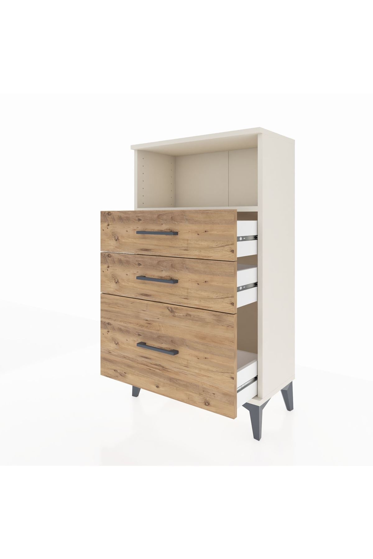 Arges Komodin Tek Raflı 3 Çekmeceli 60x30x106 - S15M014V3A