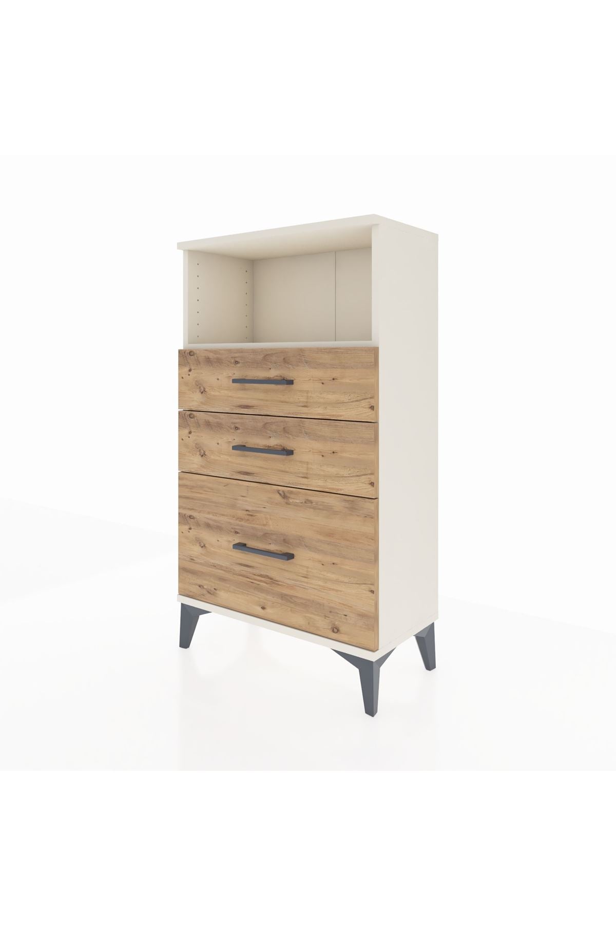 Arges Komodin Tek Raflı 3 Çekmeceli 60x30x106 - S15M014V3A