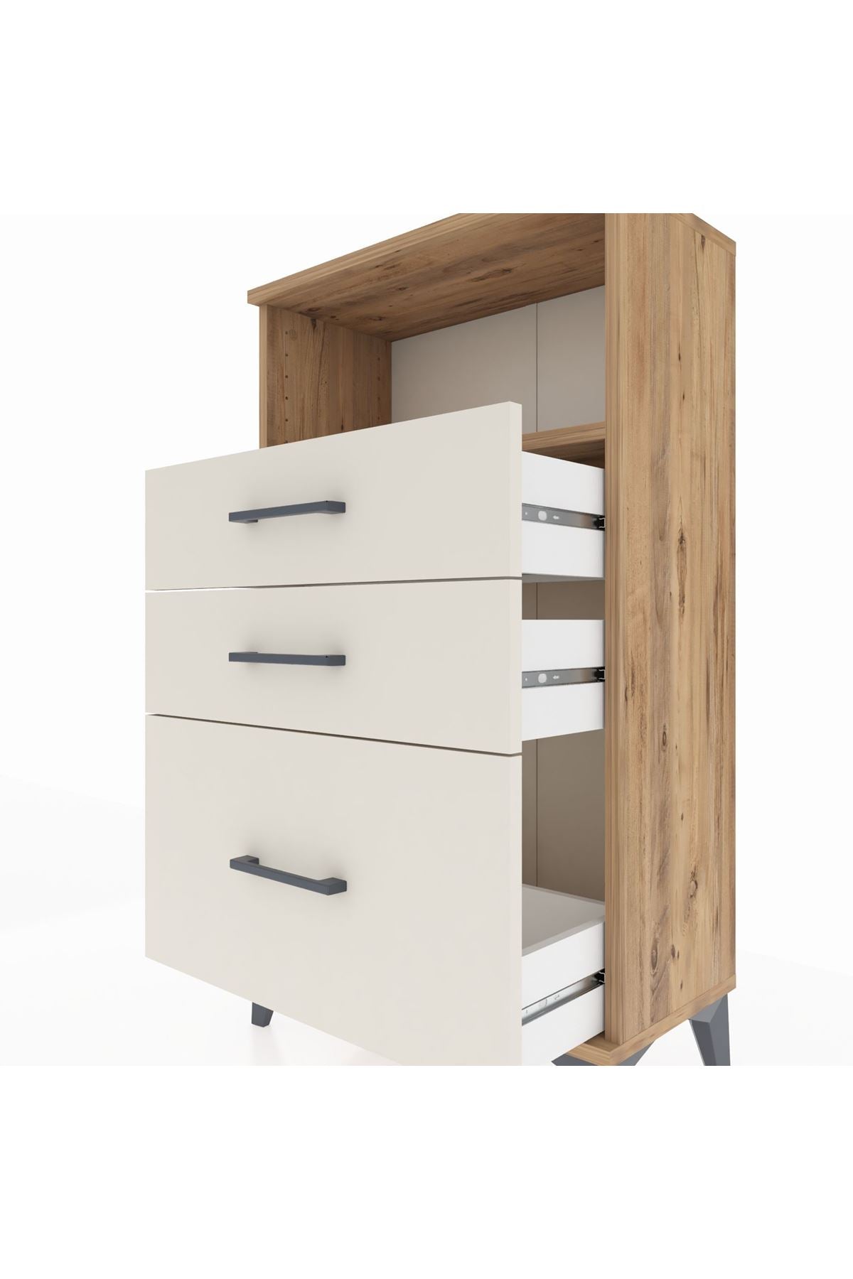 Arges Komodin Tek Raflı 3 Çekmeceli 60x30x106 - S15M014V7A