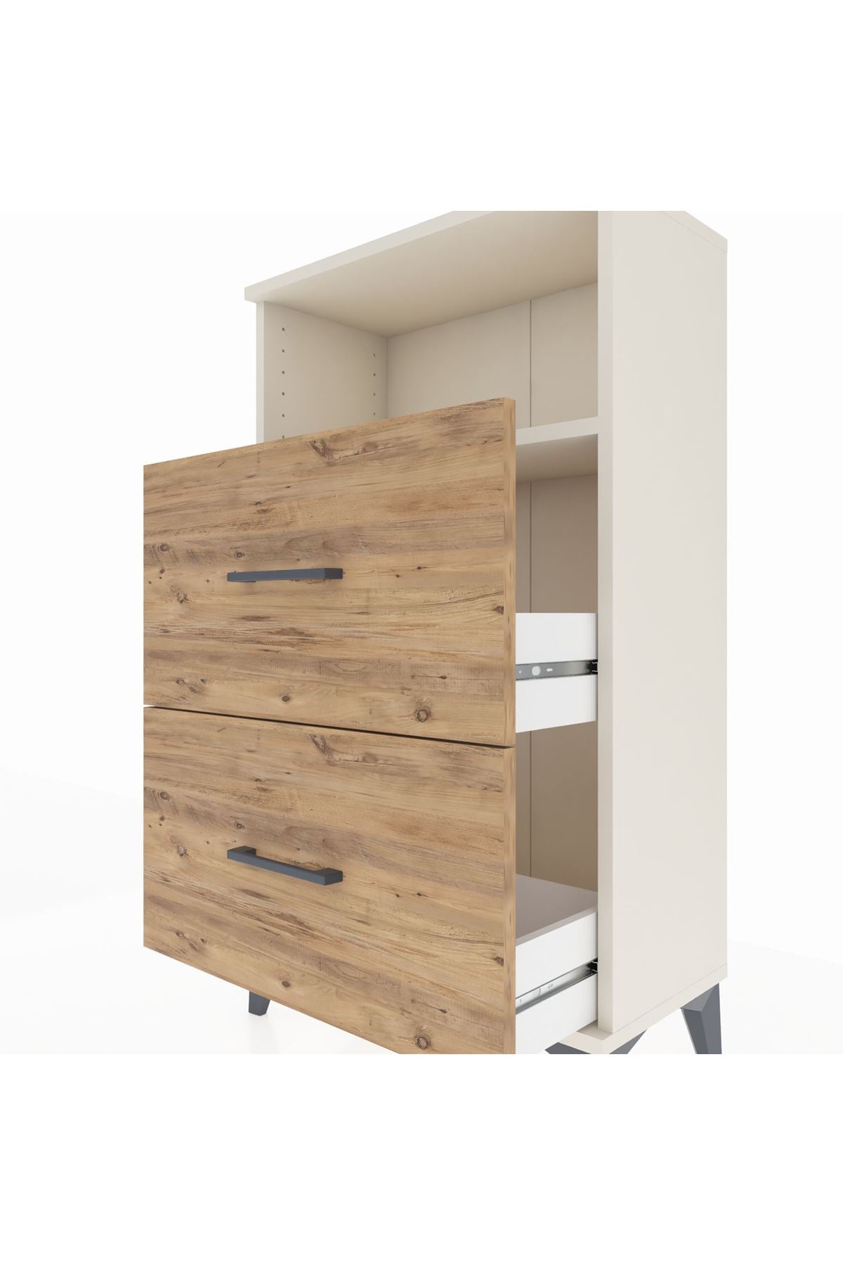 Arges Komodin Tek Raflı 2 Çekmeceli 60x30x106 - S15M015V3A