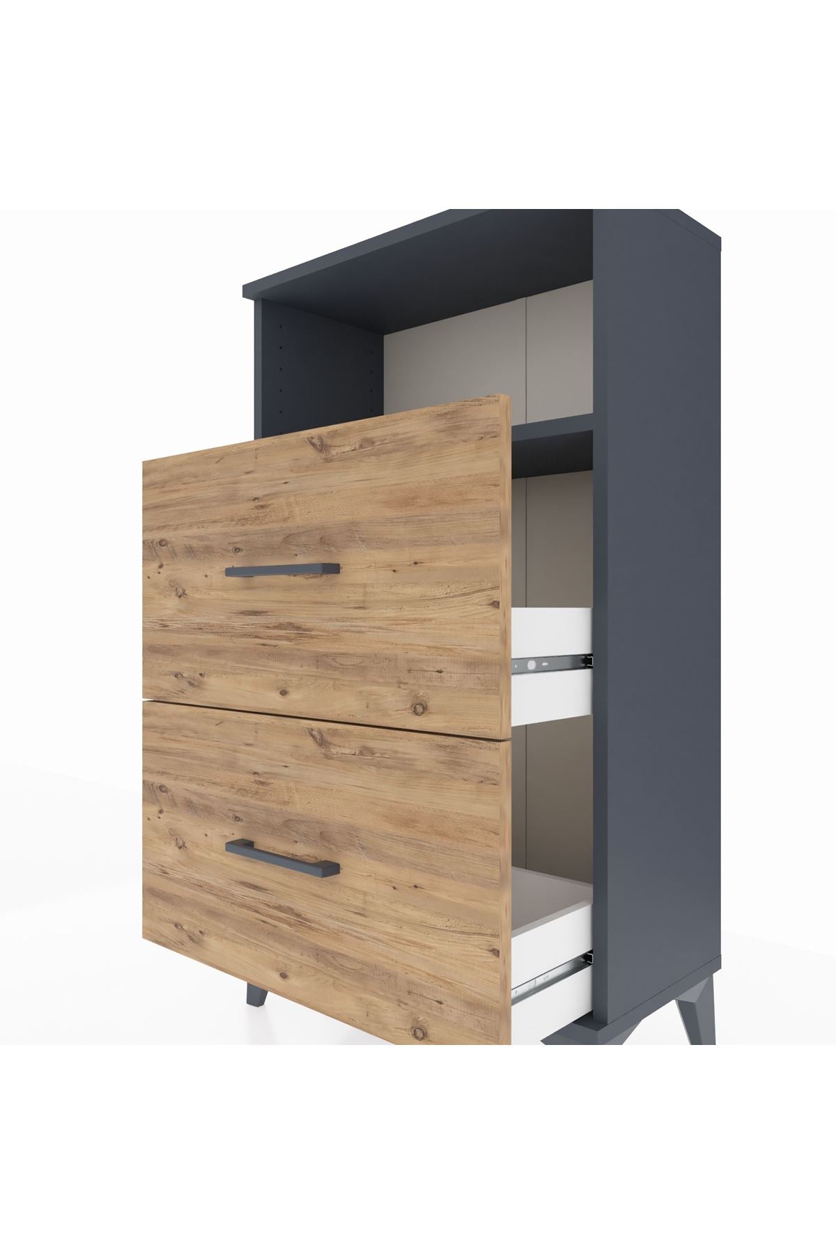 Arges Komodin Tek Raflı 2 Çekmeceli 60x30x106 - S15M015V6A