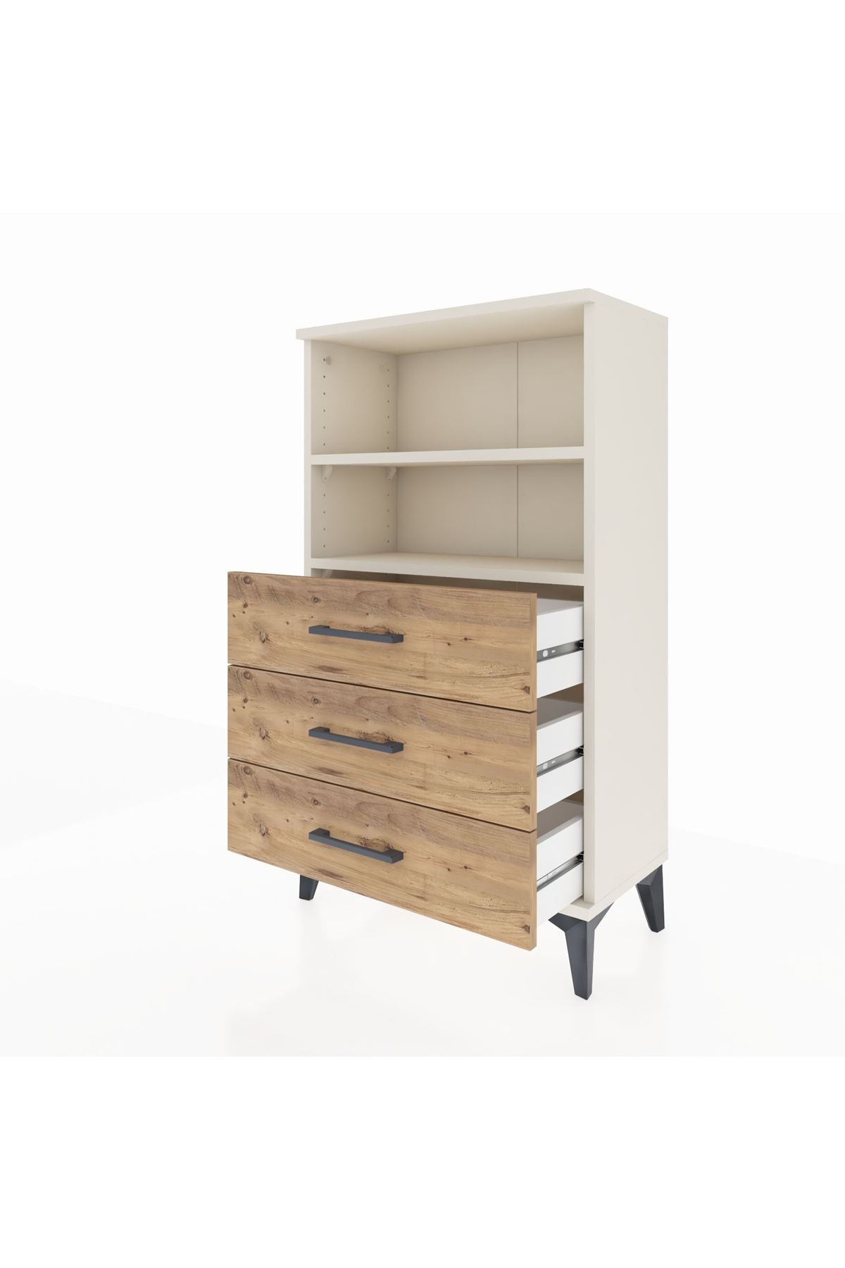 Arges Komodin 2 Raflı 3 Çekmeceli 60x30x106 - S15M017V3A