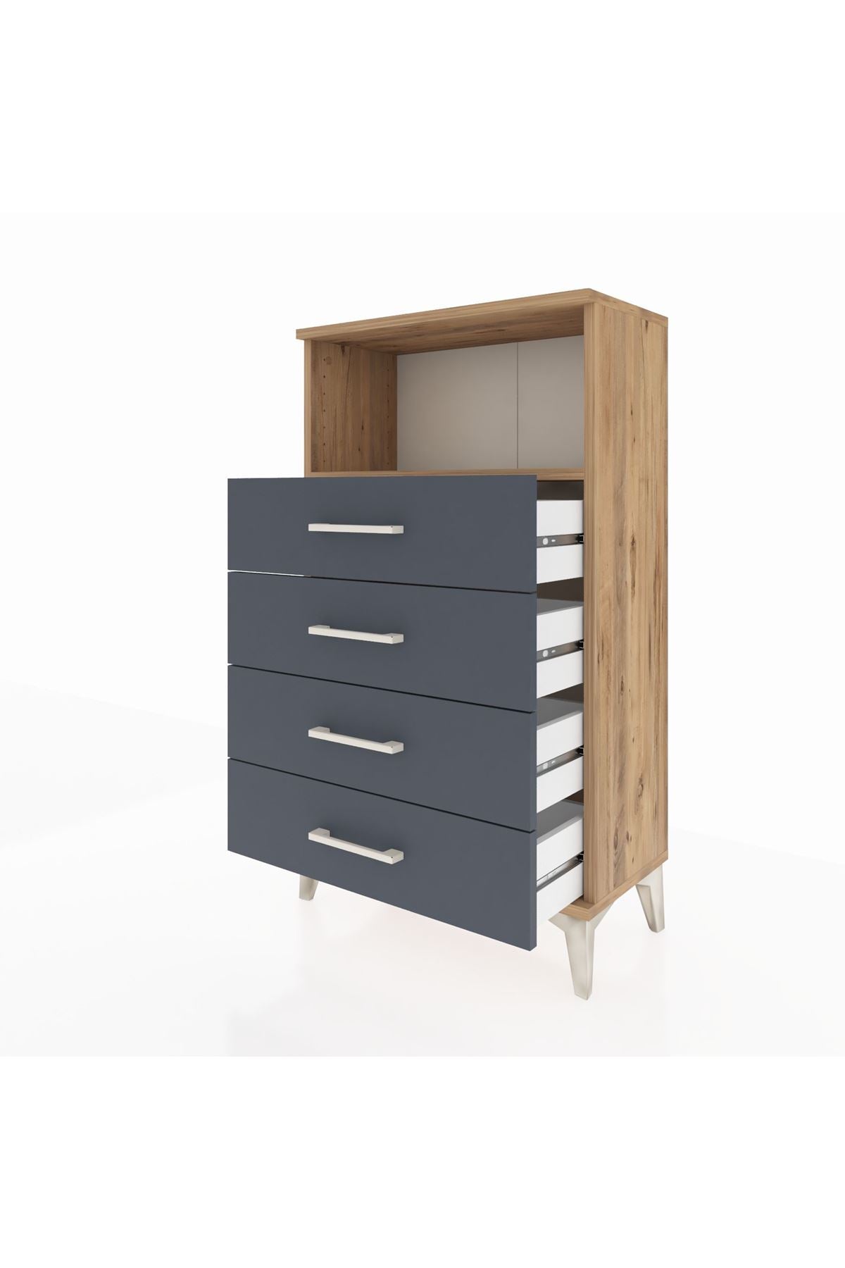 Arges Komodin Tek Raflı 4 Çekmeceli 60x30x106 - S15M018V8A
