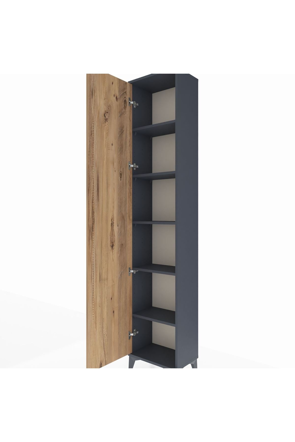 Arges Dolap 5 Raflı Tek Kapaklı 44x30x221 Antrasit-Çam