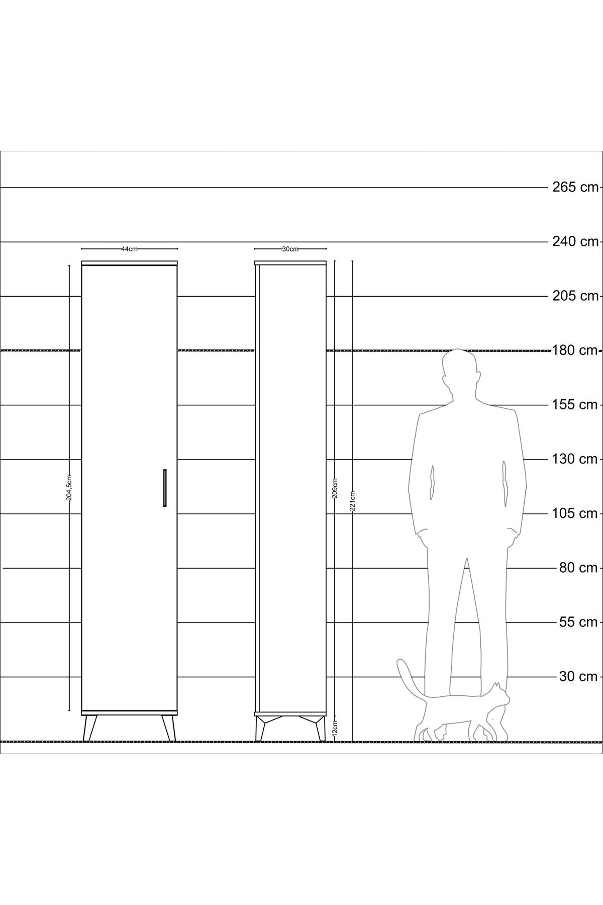 Arges Dolap 5 Raflı Tek Kapaklı 44x30x221 Antrasit-Çam