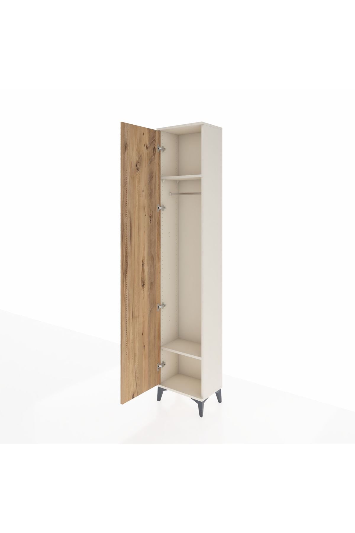 Arges Dolap 2 Raflı Tek Kapaklı Tek Askılı 44x30x221 Aytaşı-Çam