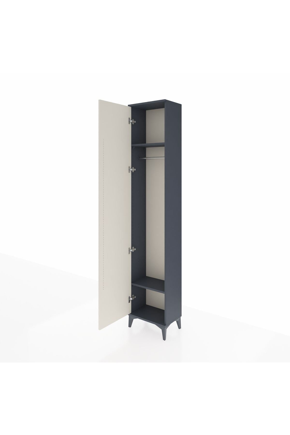 Arges Dolap 2 Raflı Tek Kapaklı Tek Askılı 44x30x221 Antrasit-Aytaşı