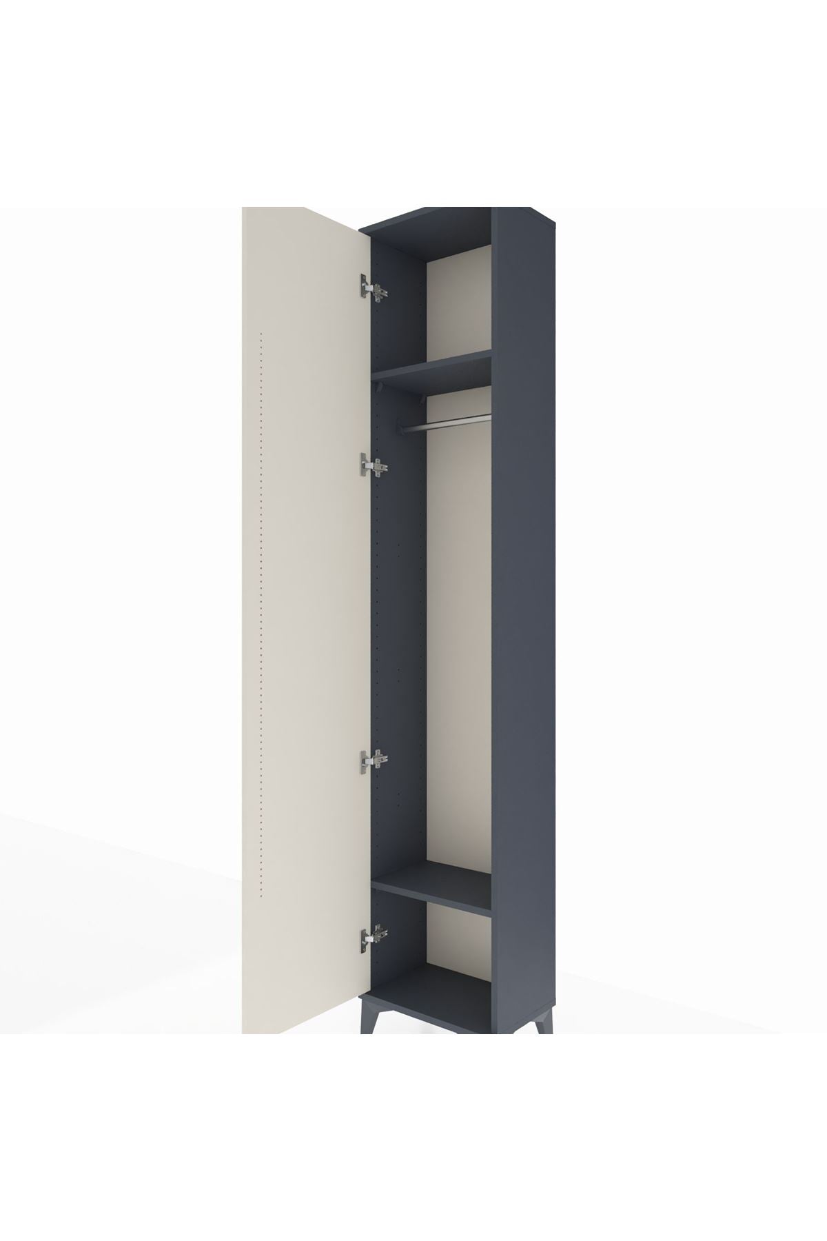 Arges Dolap 2 Raflı Tek Kapaklı Tek Askılı 44x30x221 Antrasit-Aytaşı