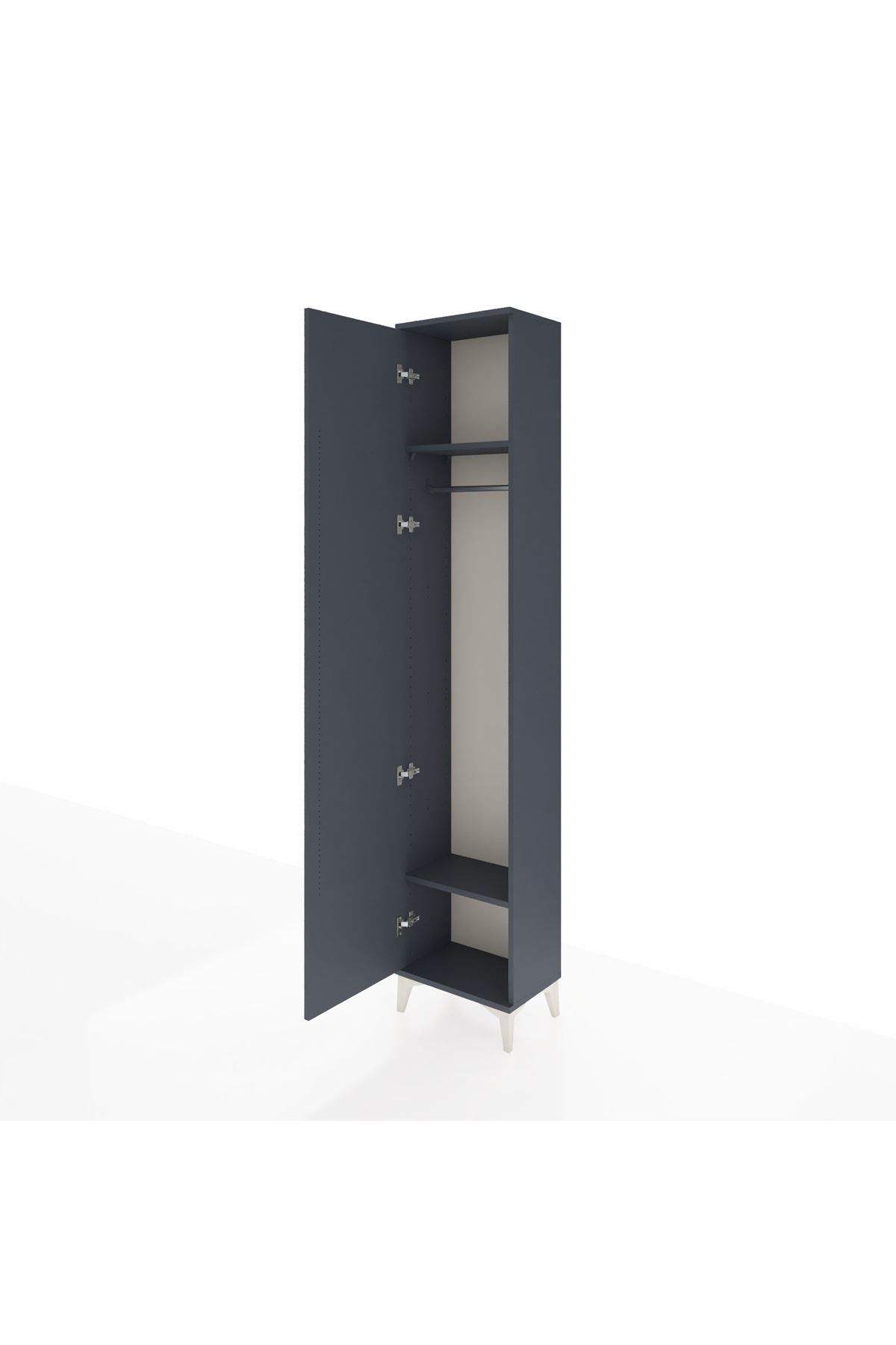 Arges Dolap 2 Raflı Tek Kapaklı Tek Askılı 44x30x221 Antrasit-Antrasit