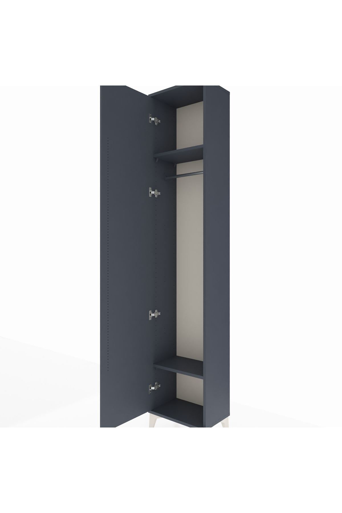 Arges Dolap 2 Raflı Tek Kapaklı Tek Askılı 44x30x221 Antrasit-Antrasit