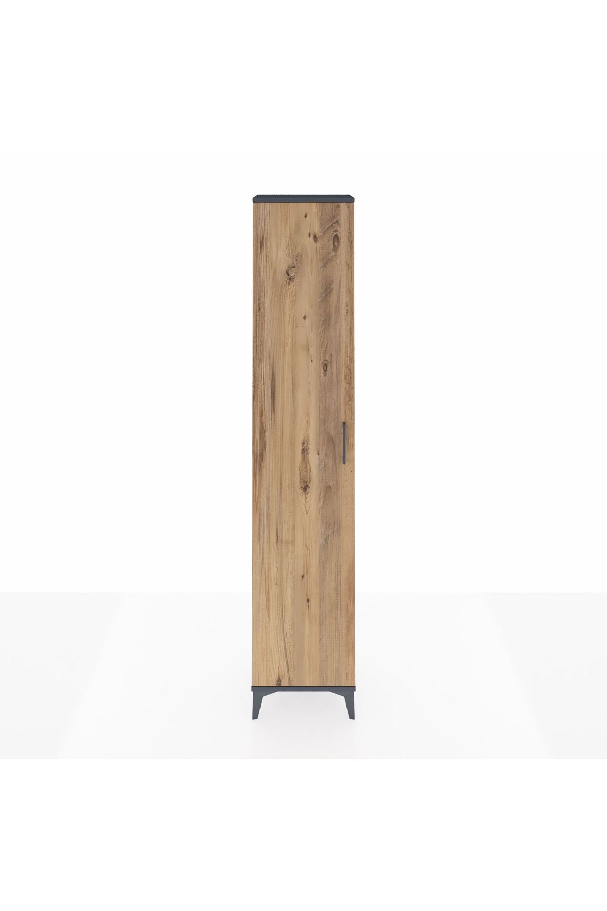 Arges Dolap 2 Raflı Tek Kapaklı Tek Askılı 44x30x221 Antrasit-Çam