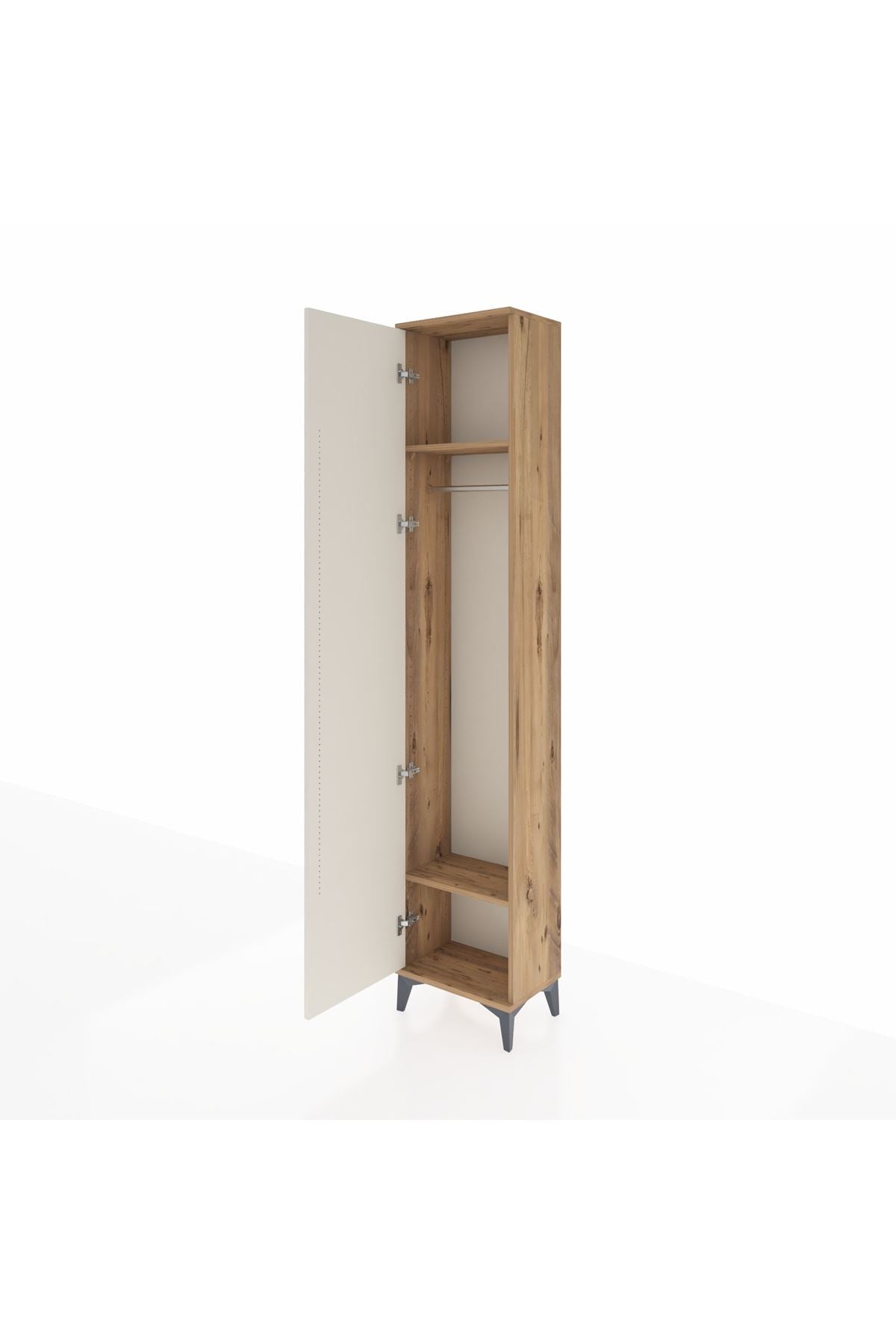 Arges Dolap 2 Raflı Tek Kapaklı Tek Askılı 44x30x221 Çam-Aytaşı