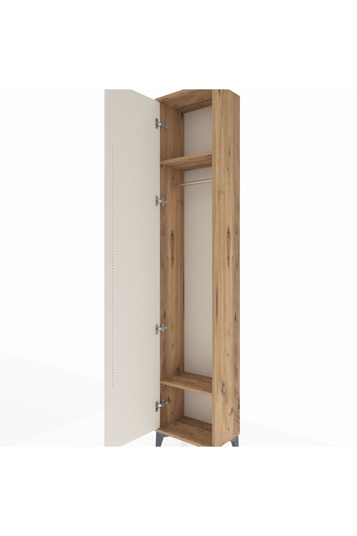 Arges Dolap 2 Raflı Tek Kapaklı Tek Askılı 44x30x221 Çam-Aytaşı