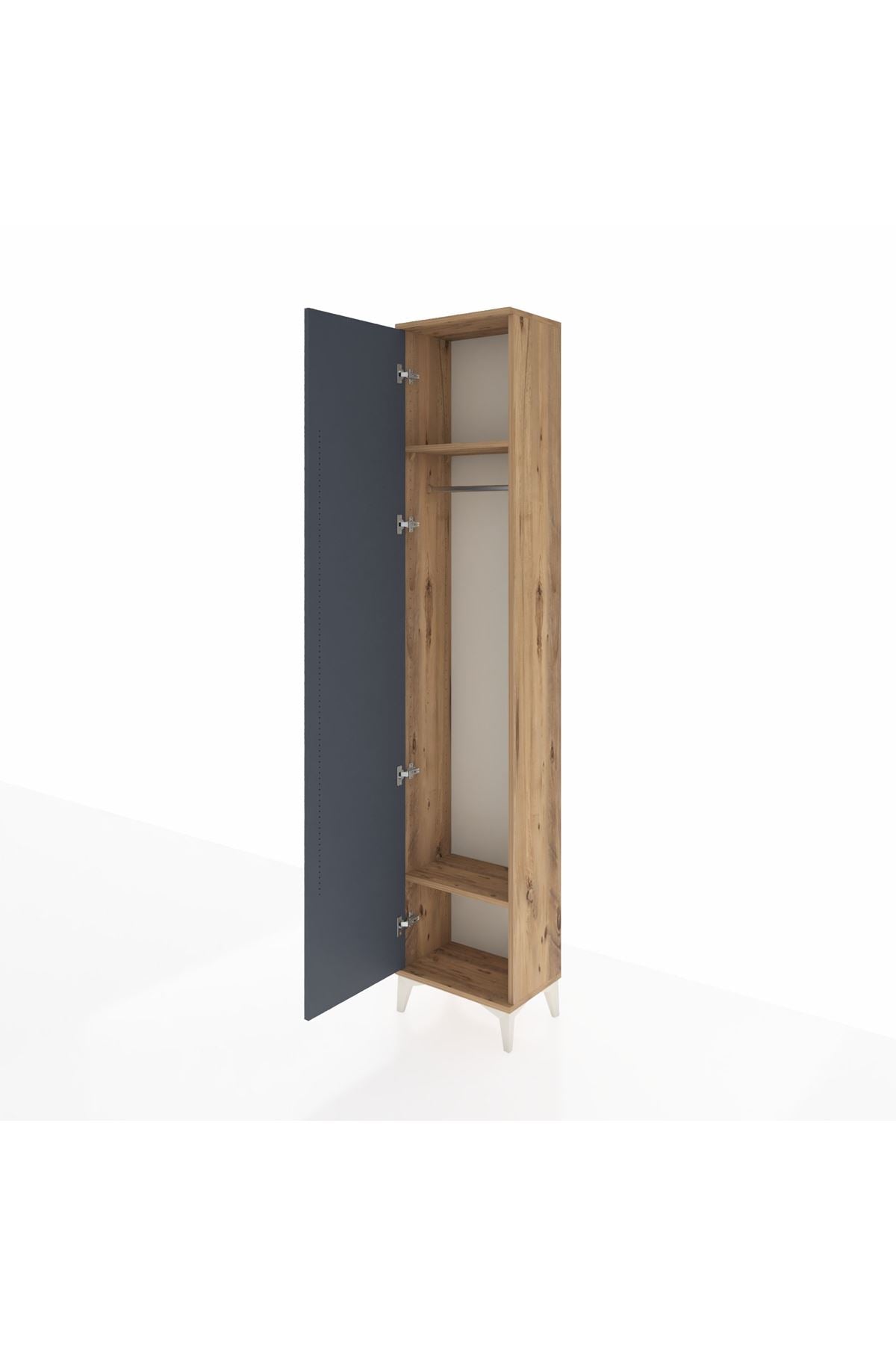 Arges Dolap 2 Raflı Tek Kapaklı Tek Askılı 44x30x221 Çam-Antrasit