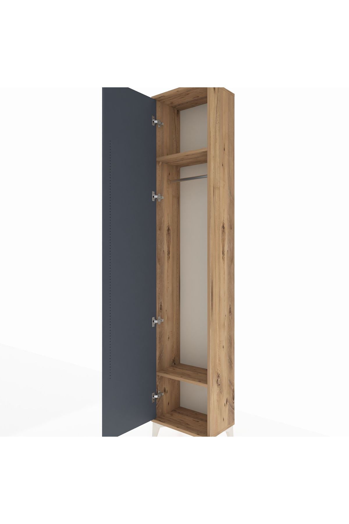 Arges Dolap 2 Raflı Tek Kapaklı Tek Askılı 44x30x221 Çam-Antrasit