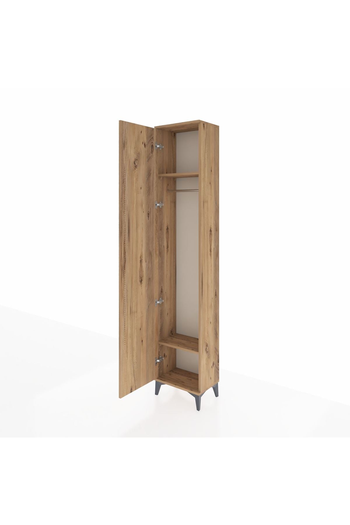 Arges Dolap 2 Raflı Tek Kapaklı Tek Askılı 44x30x221 Çam-Çam