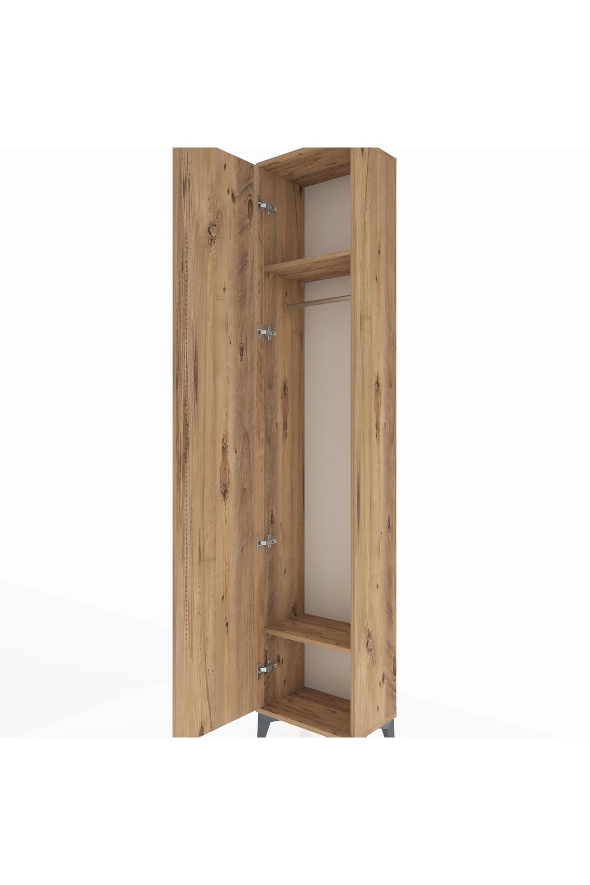 Arges Dolap 2 Raflı Tek Kapaklı Tek Askılı 44x30x221 Çam-Çam