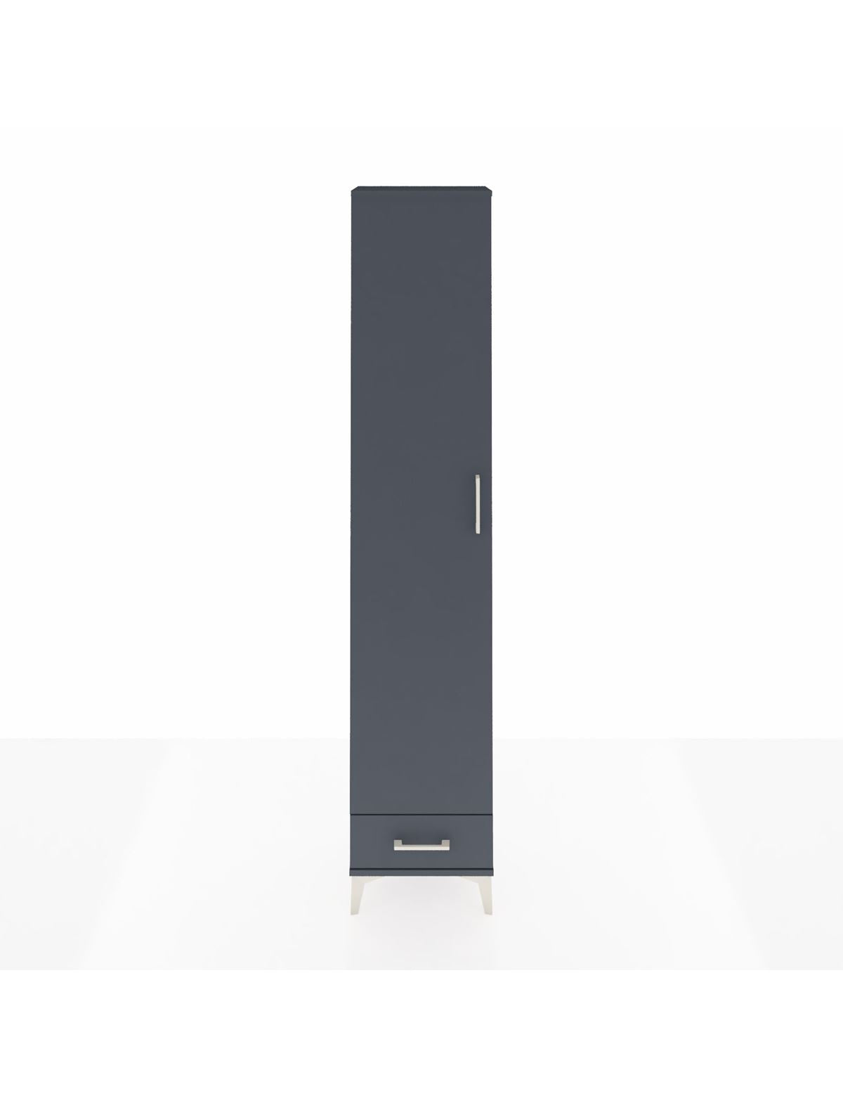 Arges Dolap 3 Raflı Tek Çekmeceli Tek Askılı 44x30x221 Antrasit-Antrasit