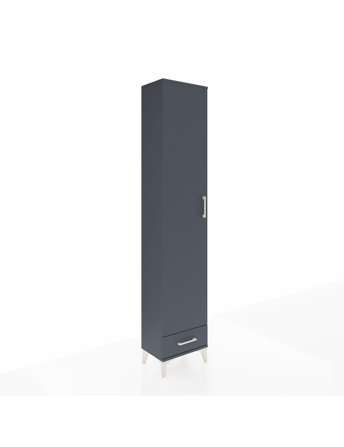 Arges Dolap 3 Raflı Tek Çekmeceli Tek Askılı 44x30x221 Antrasit-Antrasit