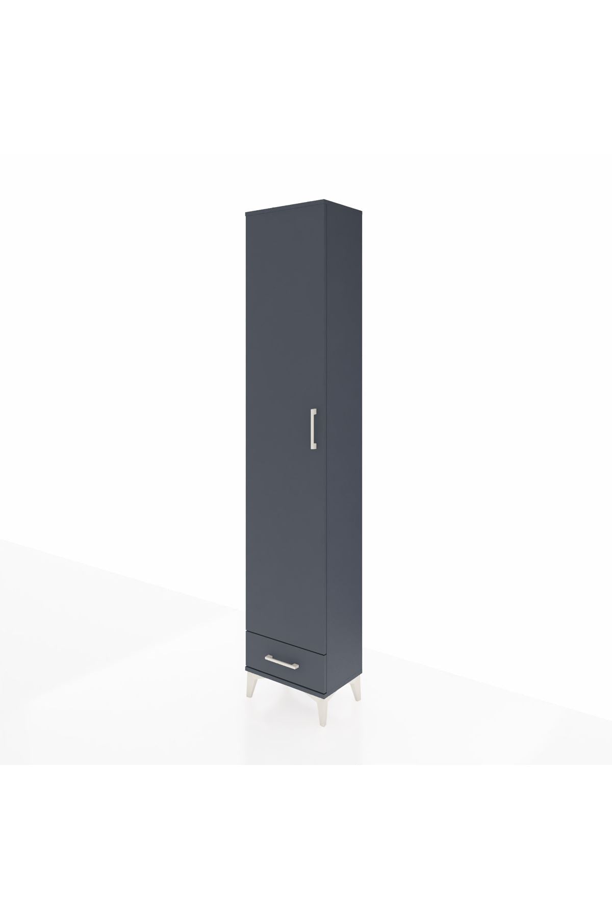 Arges Dolap 3 Raflı Tek Çekmeceli Tek Askılı 44x30x221 Antrasit-Antrasit