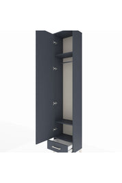 Arges Dolap 3 Raflı Tek Çekmeceli Tek Askılı 44x30x221 Antrasit-Antrasit