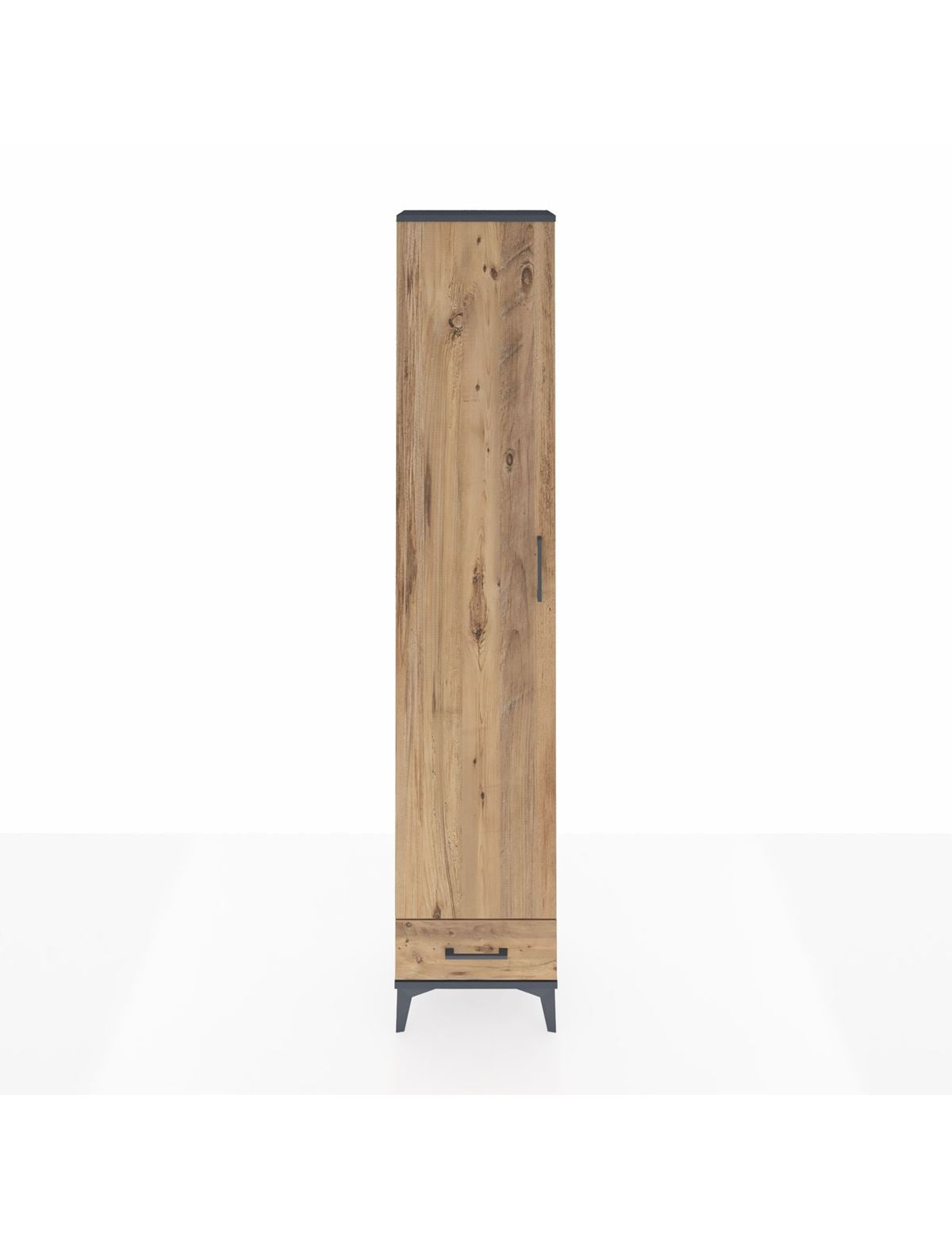 Arges Dolap 3 Raflı Tek Çekmeceli Tek Askılı 44x30x221 Antrasit-Çam