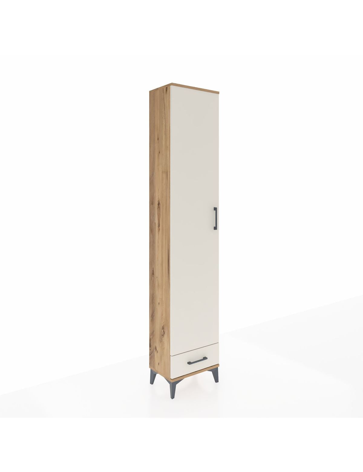 Arges Dolap 3 Raflı Tek Çekmeceli Tek Askılı 44x30x221 Çam-Aytaşı