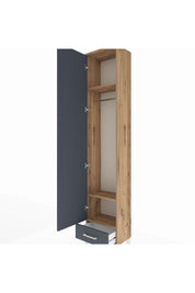 Arges Dolap 3 Raflı Tek Çekmeceli Tek Askılı 44x30x221 Çam-Antrasit