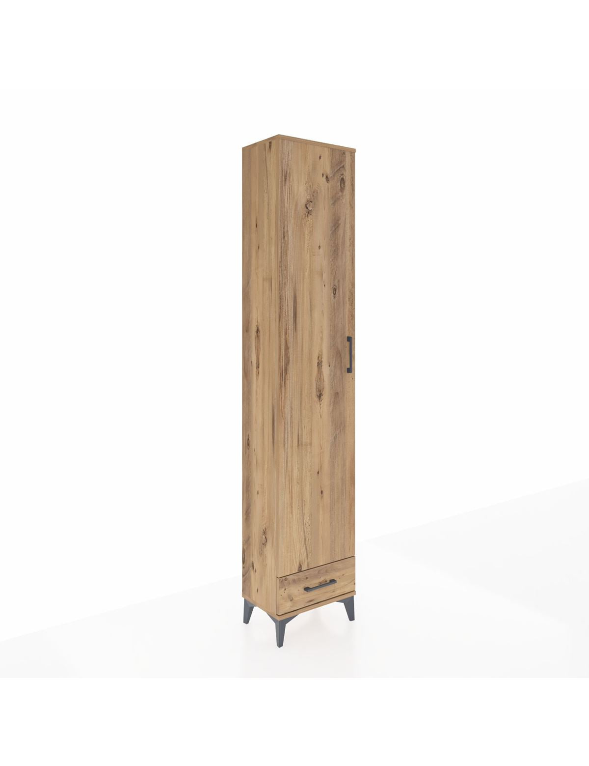 Arges Dolap 3 Raflı Tek Çekmeceli Tek Askılı 44x30x221 Çam-Çam