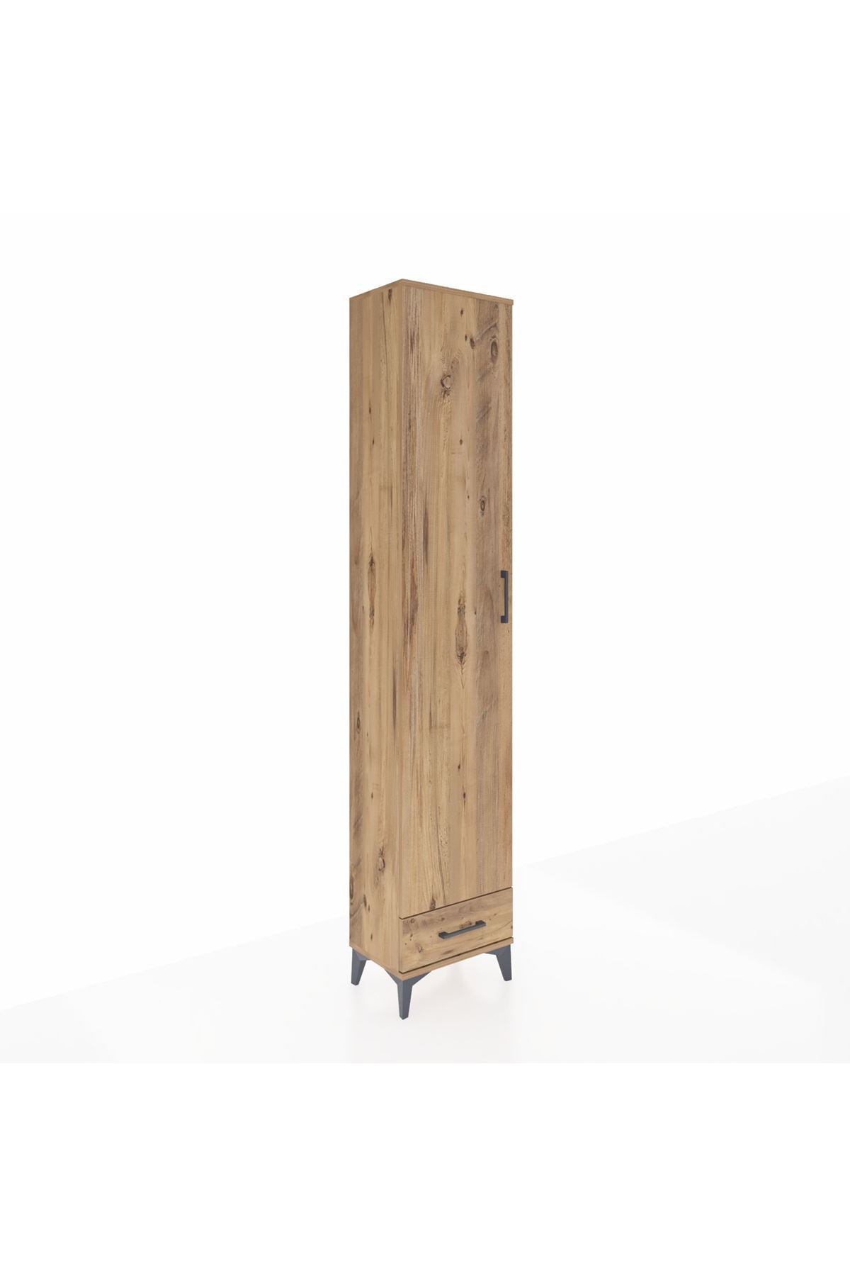 Arges Dolap 3 Raflı Tek Çekmeceli Tek Askılı 44x30x221 Çam-Çam