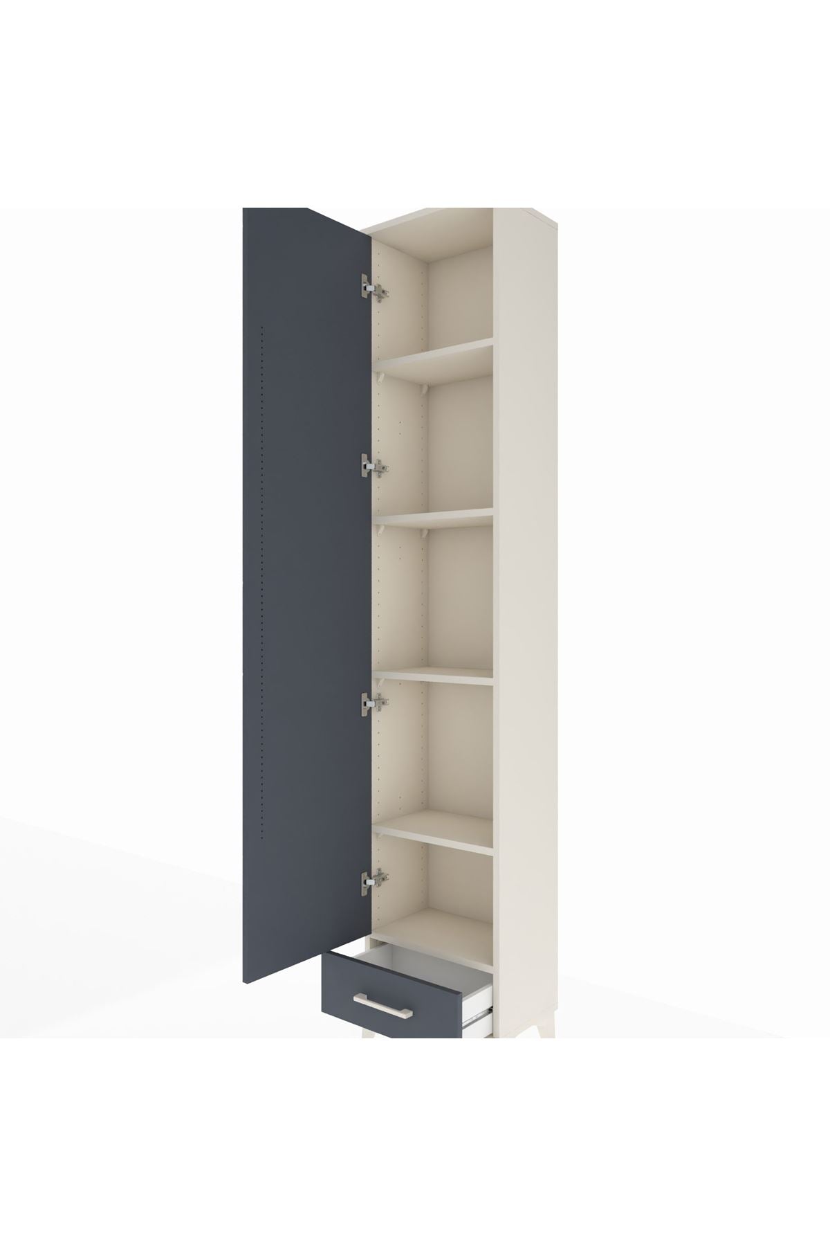 Arges Dolap 5 Raflı Tek Çekmeceli Tek Kapaklı 44x30x221 Aytaşı-Antrasit