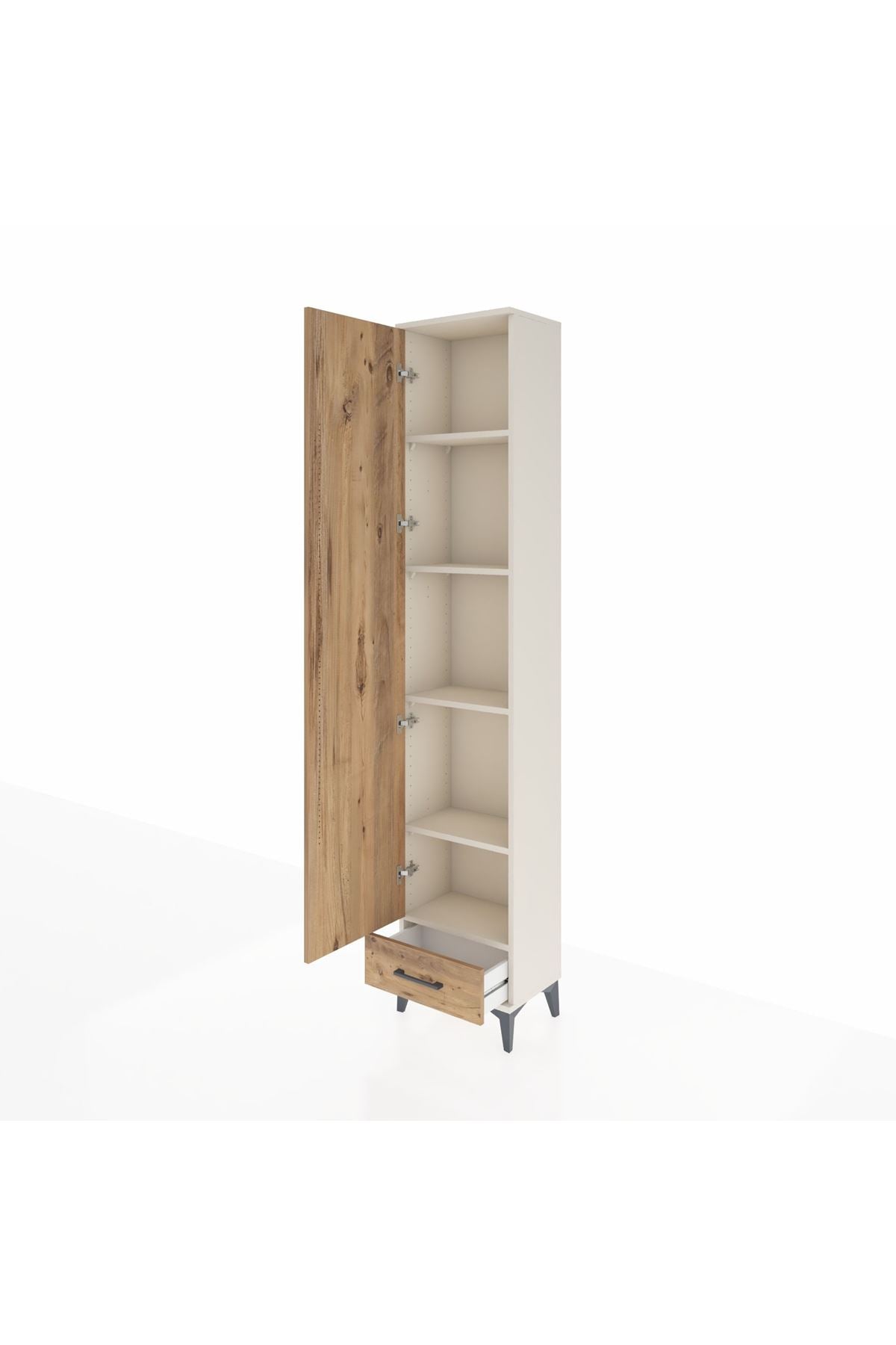 Arges Dolap 5 Raflı Tek Çekmeceli Tek Kapaklı 44x30x221 Aytaşı-Çam