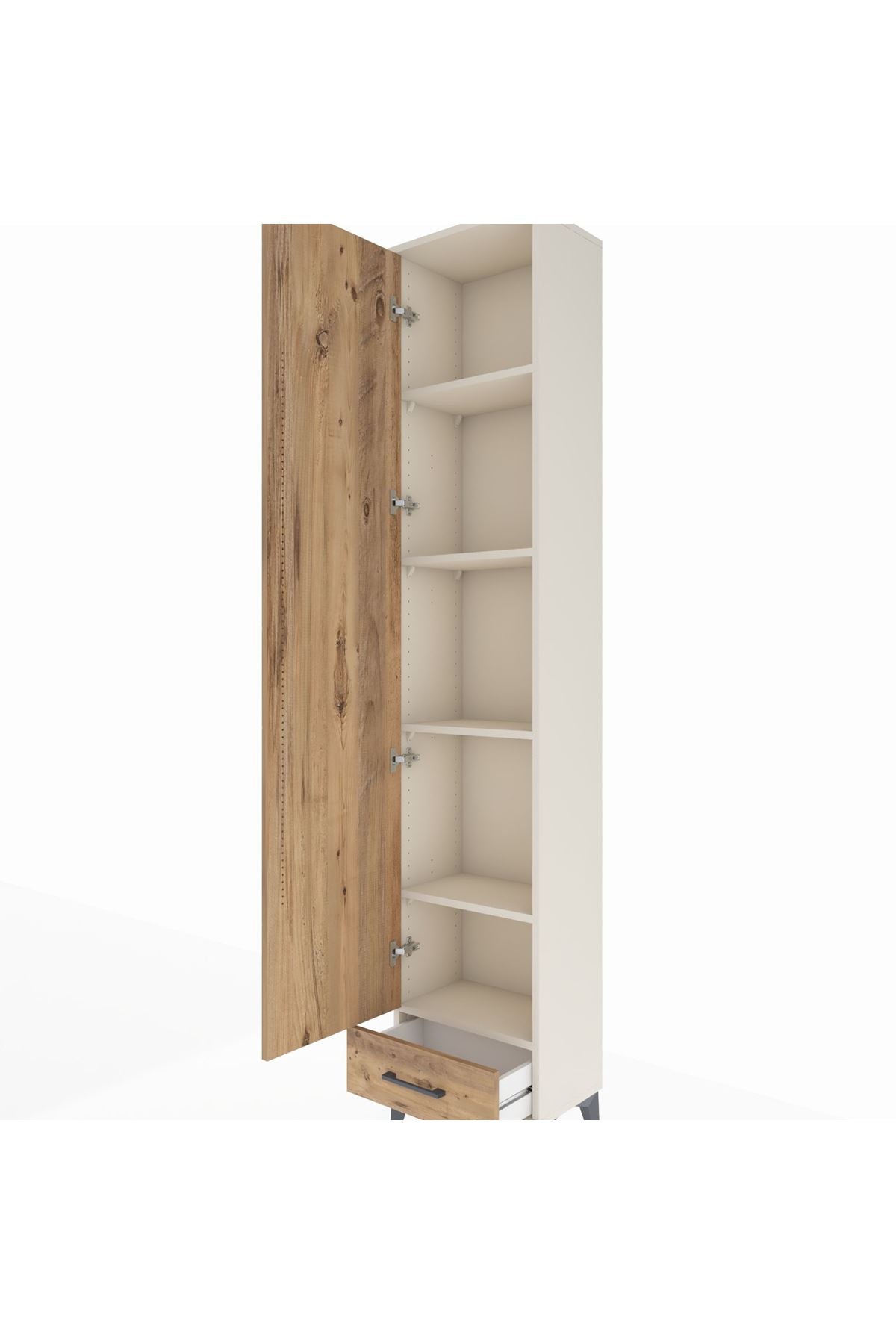 Arges Dolap 5 Raflı Tek Çekmeceli Tek Kapaklı 44x30x221 Aytaşı-Çam