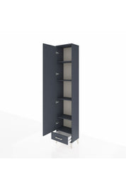 Arges Dolap 5 Raflı Tek Çekmeceli Tek Kapaklı 44x30x221 Antrasit-Antrasit