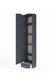 Arges Dolap 5 Raflı Tek Çekmeceli Tek Kapaklı 44x30x221 Antrasit-Antrasit