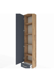 Arges Dolap 5 Raflı Tek Çekmeceli Tek Kapaklı 44x30x221 Çam-Antrasit